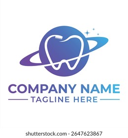 Innovative Dental Care Logo with Toothbrush Planet Design for Modern Dentistry and Oral Hygiene Solutions Visual Identity