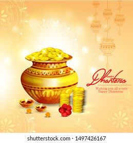 innovative Design for Dhanteras with Goddess Maa Lakshmi for Indian Dhanteras and Diwali festival celebration