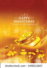 innovative design for Dhanteras with Goddess Maa Lakshmi for Indian dhanteras and diwali festival celebration