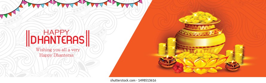 innovative design for Dhanteras with Goddess Maa Lakshmi for Indian dhanteras and diwali festival celebration
