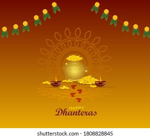 innovative design for Dhanteras with Goddess Maa Lakshmi for Indian dhanteras and diwali festival celebration