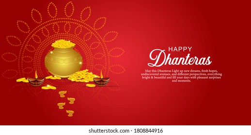 innovative design for Dhanteras with Goddess Maa Lakshmi for Indian dhanteras and diwali festival celebration.