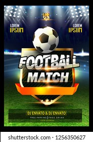 Innovative Design Football League Poster, Banner Or Flyer Design, Football Ground As Background.