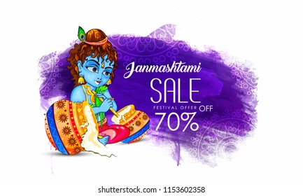 Innovative design or poster, sale for Krishna Janmashtami , dahi handi with creative design illustration ,Lord Krishna Birthday.