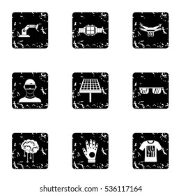 Innovative device icons set. Grunge illustration of 9 innovative device vector icons for web