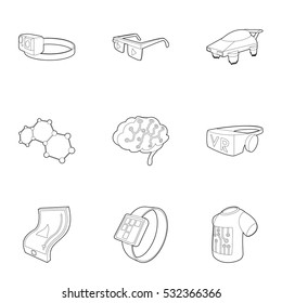 Innovative device icons set. Outline illustration of 9 innovative device vector icons for web