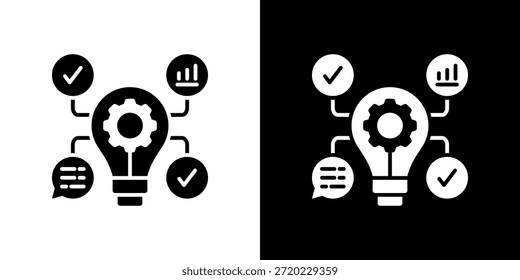 Icono innovador de ecosistemas lleno de blanco y negro.