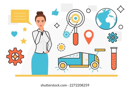 Innovative electrical car. Eco friendly auto, modern new ecological transport vector simple illustration