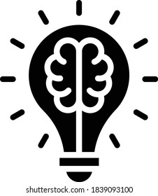 Innovative employee Sign, Innovator concept, hrm symbol on white backgournd, unique idea bulb vector Glyph icon design