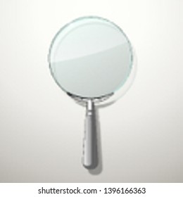 Innovative empty illustration 3d realistic loupe icon isolated on the White backdrop. Creative banner illustration modern design magnifying glass logo for Zoom And Tool with handle with shadow.