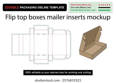 Innovative Flip Top Box Design Featuring Mailer Inserts Mockup Dieline, box mockup, dieline template, packaging mockup, product packaging, customizable box, Custom box dieline