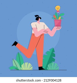 Innovative girl with houseplant character