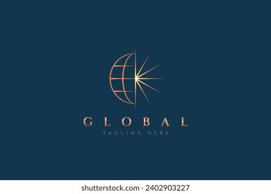 Innovative Global Logo Business Linear World Map Web Internet Connection