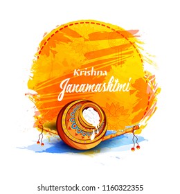 Innovative greeting card poster for Happy Janmashtami or Dahi Handi sale 40% Celebration with creative design illustration