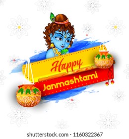 Innovative greeting card poster for Happy Janmashtami or Dahi Handi sale 40% Celebration with creative design illustration