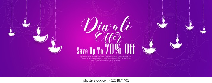 Innovative header, banner or poster for Diwali Offer with nice and creative design illustration of Hanging Deep, Diwali Offer.