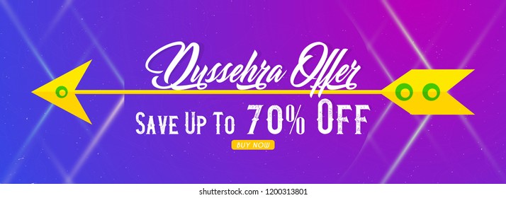 Innovative header, banner or poster for Dussehra Offer with nice and creative design illustration.