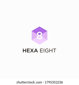 innovative hexa eight logo design, number   vector logo template