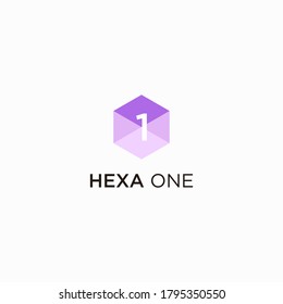 innovative hexa one logo design, number  vector logo template