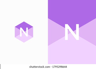 letra hexagonal innovadora n icono de logotipo, plantilla de vector alfabético