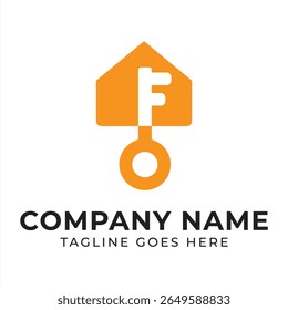 Innovative Home Security Logo Concept with Key and House Silhouette A Modern and Minimalist Design
