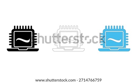 Innovative icon symbolizing an energy-efficient laptop processor crucial for portable devices