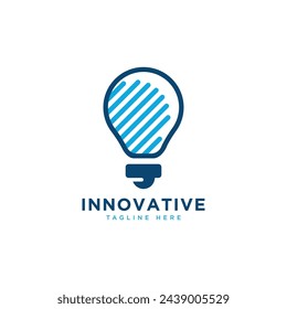 Innovative idea bulb logo design creative concept minimal vector template