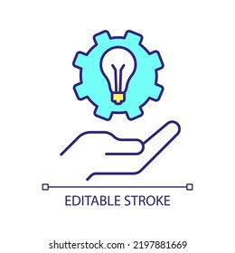 Innovative idea for business RGB color icon. Creativity development. Creative thinking skills. Isolated vector illustration. Simple filled line drawing. Editable stroke. Arial font used