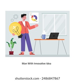 Innovative Idee Konzept flache Stil Stock Illustration mit Hintergrund . EPS 10-Datei