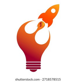 Idea innovadora de lanzamiento con un cohete desde un concepto de bombilla