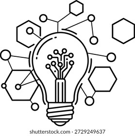 Innovative idea light bulb with molecular structure