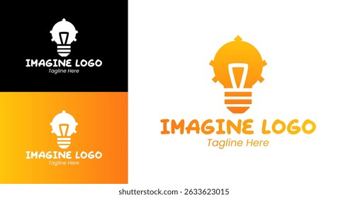 Innovative Idea Logo with Lightbulb and Gears for Creativity and Technology Branding