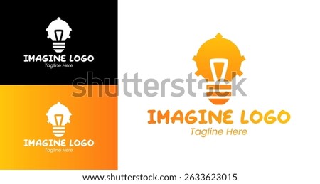 Innovative Idea Logo with Lightbulb and Gears for Creativity and Technology Branding