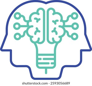 Innovative ideas outline dual color vector illustration icon design