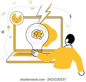 Ideas innovadoras ilustración vectorial. La lluvia de ideas y el conocimiento son soluciones dinámicas de dirección de vientos El logro del tapiz se teje a partir de hilos de ideas innovadoras Discovery transforms