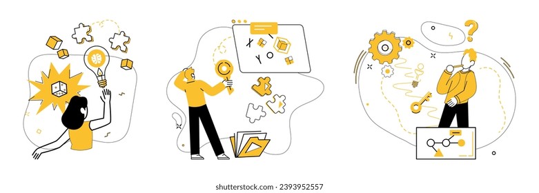 Ilustración vectorial de ideas innovadoras. El descubrimiento se transforma en oportunidades en un pensamiento innovador crucial El progreso florece donde la inteligencia y las ideas innovadoras se cruzan con ideas innovadoras