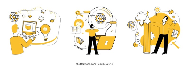 Innovative ideas vector illustration. Efficient planning navigates ship innovative ideas through challenges Development is compass guiding journey innovative thinking Brainstorming and knowledge
