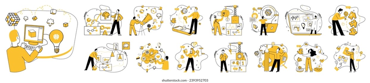 Innovative ideas vector illustration. Innovative ideas metaphorically dance with creativity in ballet success Intelligence and innovation are guiding stars in galaxy ideas Success blossoms