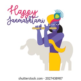 Innovative illustration for banner, card, poster Tshirt design of Lord Krishna for Janmashtami festival of India ,Shri Krishan Janmashtami
