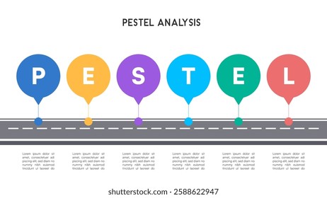 An innovative infographic integrating a road-like path with pin markers Vector Illustration