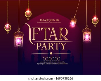 innovative invitation card & flyer for Iftar Party dinner celebration 