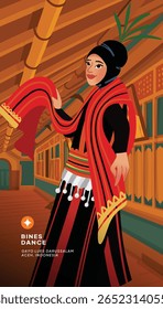 Layout inovador com uma ilustração de Aceh Bines Dance