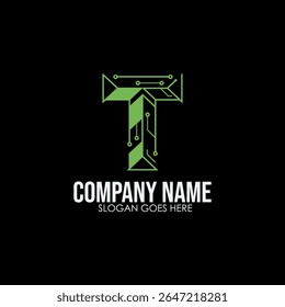 Logotipo inovador da letra T para marca de tecnologia