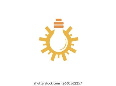 Logo innovador de la bombilla y del engranaje que simboliza ideas y progreso