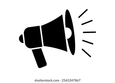 Innovative megaphone symbol for audio and communication technology illustrations, megaphone speaker icon, loudspeaker communication symbol, public speaking megaphone, media announcement icon