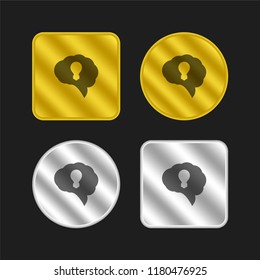 Innovative mind gold and silver metallic coin logo icon design