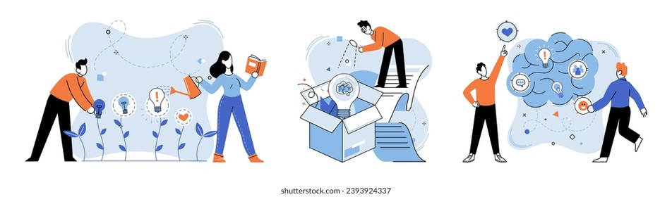 Ilustración vectorial de mentalidad innovadora. La individualidad es sabor a especias receta personalidad innovadora La unicidad es melodía jugando en el fondo mente innovadora Las mentes creativas navegan por el conocimiento del mar