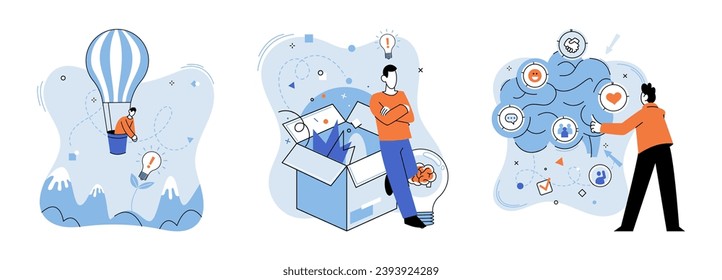 Innovative mindset vector illustration. Strategy is architect crafting bridges between creative thought and achievement Embrace innovative mindset its key unlocks doors to success Innovation is beacon