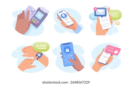 Dispositivos de comunicación modernos e innovadores y notificaciones para mejorar la interacción digital
