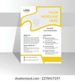 Innovative Modern Idea Of Flyer Design With Dynamic Abstract Round Shapes Consisting Design Of The Company Trendy Flyer Template Layout With Elegant Bright Yellow And White Color